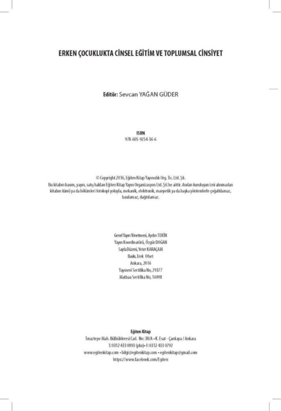 ERKEN ÇOCUKLUKTA CİNSEL EĞİTİM VE TOPLUMSAL CİNSİYET - Ed: Sevcan Y.Güder