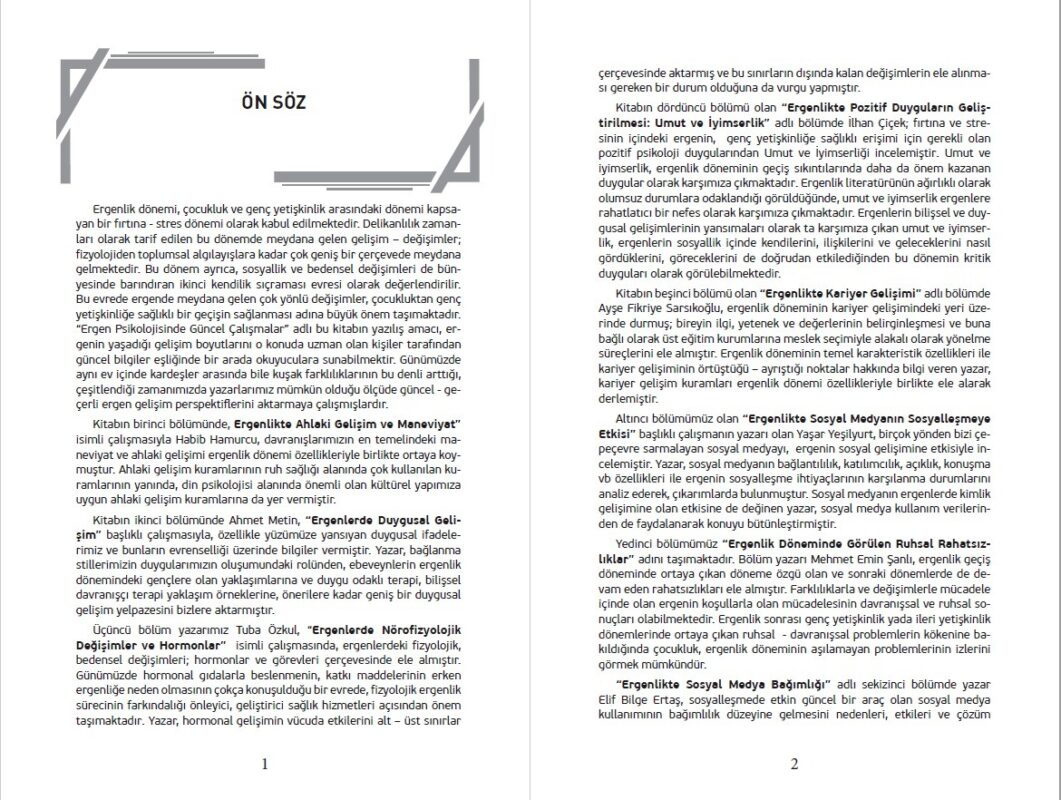 ERGEN PSİKOLOJİSİNDE GÜNCEL ÇALIŞMALAR