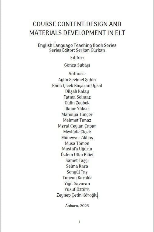 COURSE CONTENT DESIGN AND MATERIALS DEVELOPMENT IN ELT