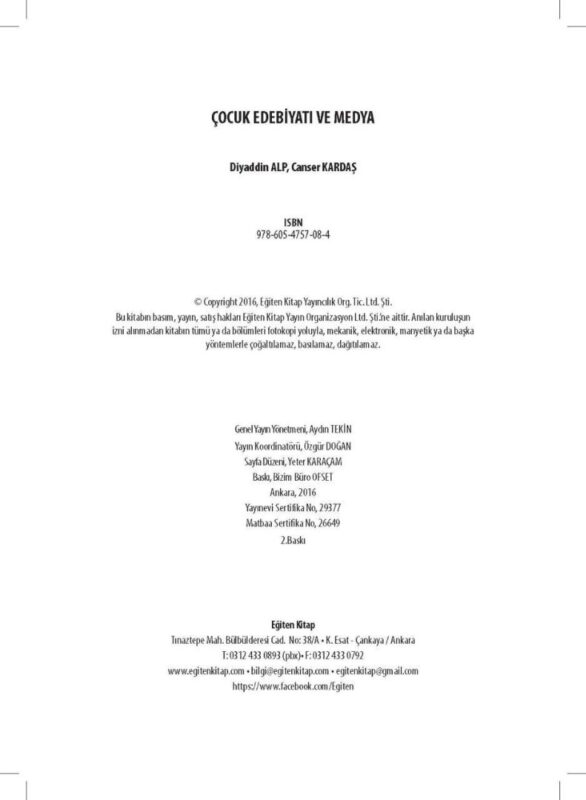 ÇOCUK EDEBİYATI ve MEDYA Canser Karadaş & Diyaddin Alp
