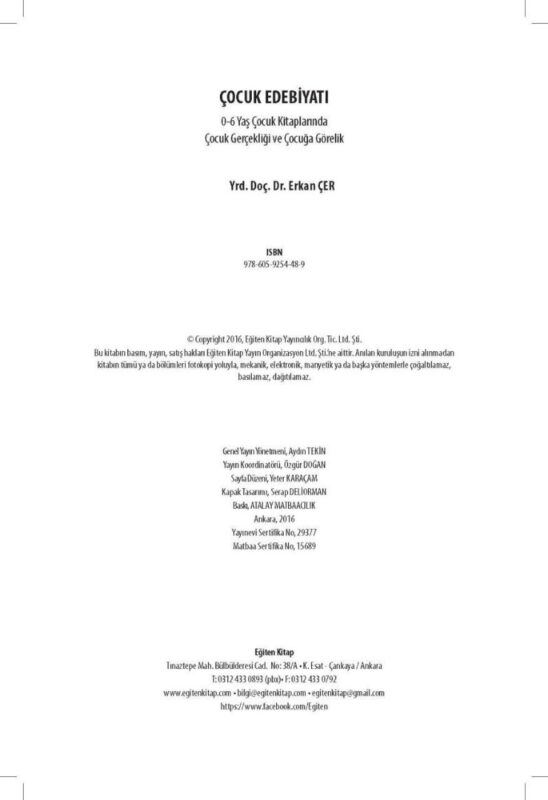 ÇOCUK EDEBİYATI Çocuk Gerçekliği ve Çocuğa Görelik - Erkan Çer