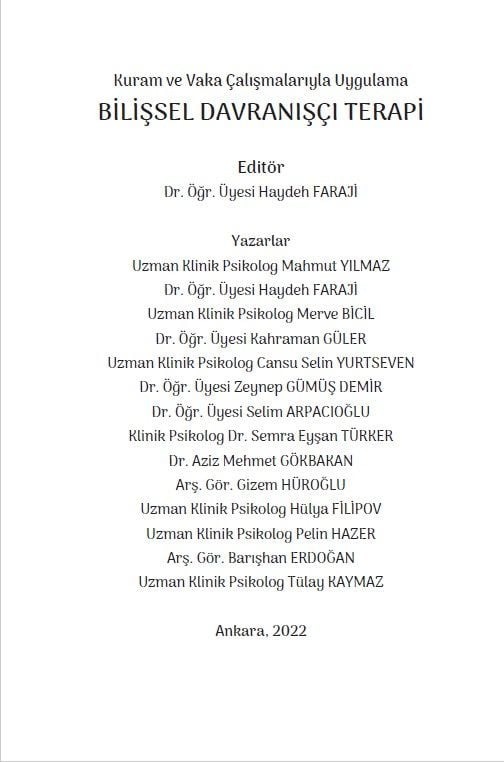Kuram ve Vaka Çalışmalarıyla Uygulama BİLİŞSEL DAVRANIŞÇI TERAPİ