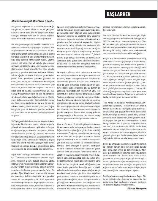 MAVİ GÖK SAYI: 5  KÜLTÜR - SANAT - EDEBİYAT DERGİSİ