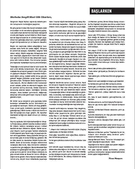 MAVİ GÖK SAYI: 7  KÜLTÜR - SANAT - EDEBİYAT DERGİSİ