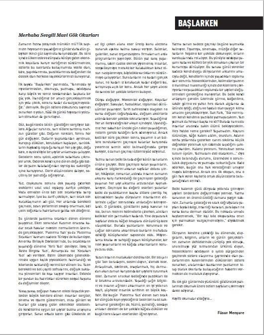 MAVİ GÖK SAYI: 9  KÜLTÜR - SANAT - EDEBİYAT DERGİSİ
