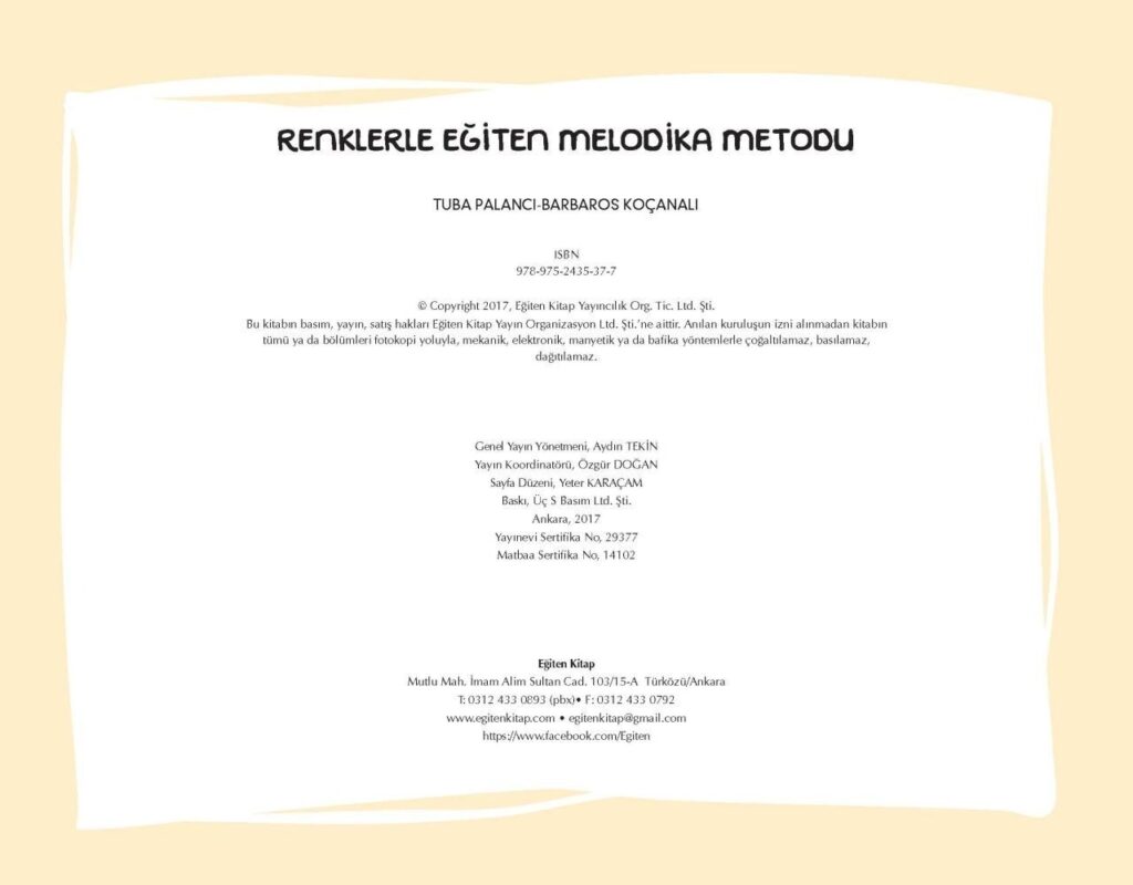RENKLERLE EĞİTEN MELODİKA METODU - Tuba Palancı & Barbaros Koçanalı