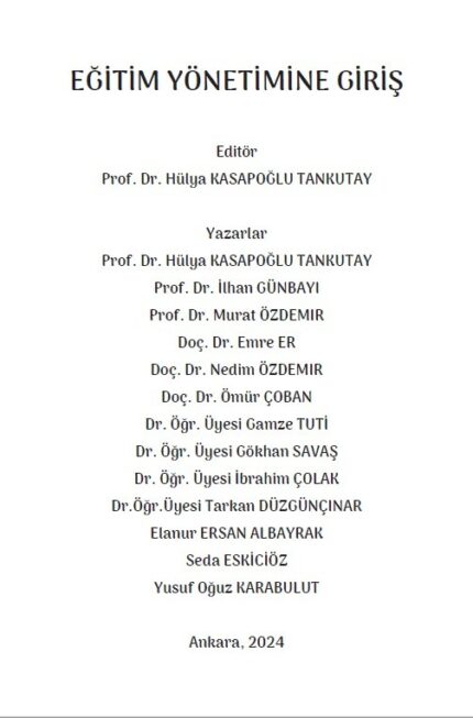 EĞİTİM YÖNETİMİNE GİRİŞ