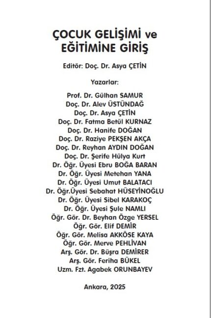 ÇOCUK GELİŞİMİ ve EĞİTİMİNE GİRİŞ