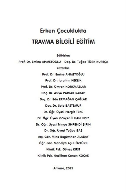 Erken Çocuklukta  TRAVMA BİLGİLİ EĞİTİM