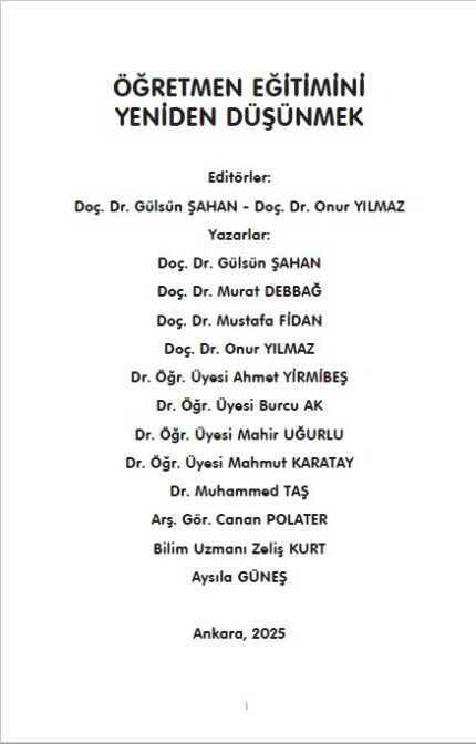 ÖĞRETMEN EĞİTİMİNİ YENİDEN DÜŞÜNMEK