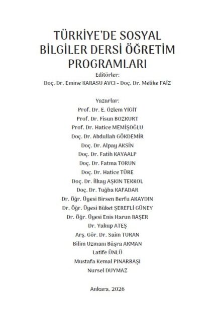 TÜRKİYE’DE SOSYAL BİLGİLER DERSİ ÖĞRETİM PROGRAMLARI